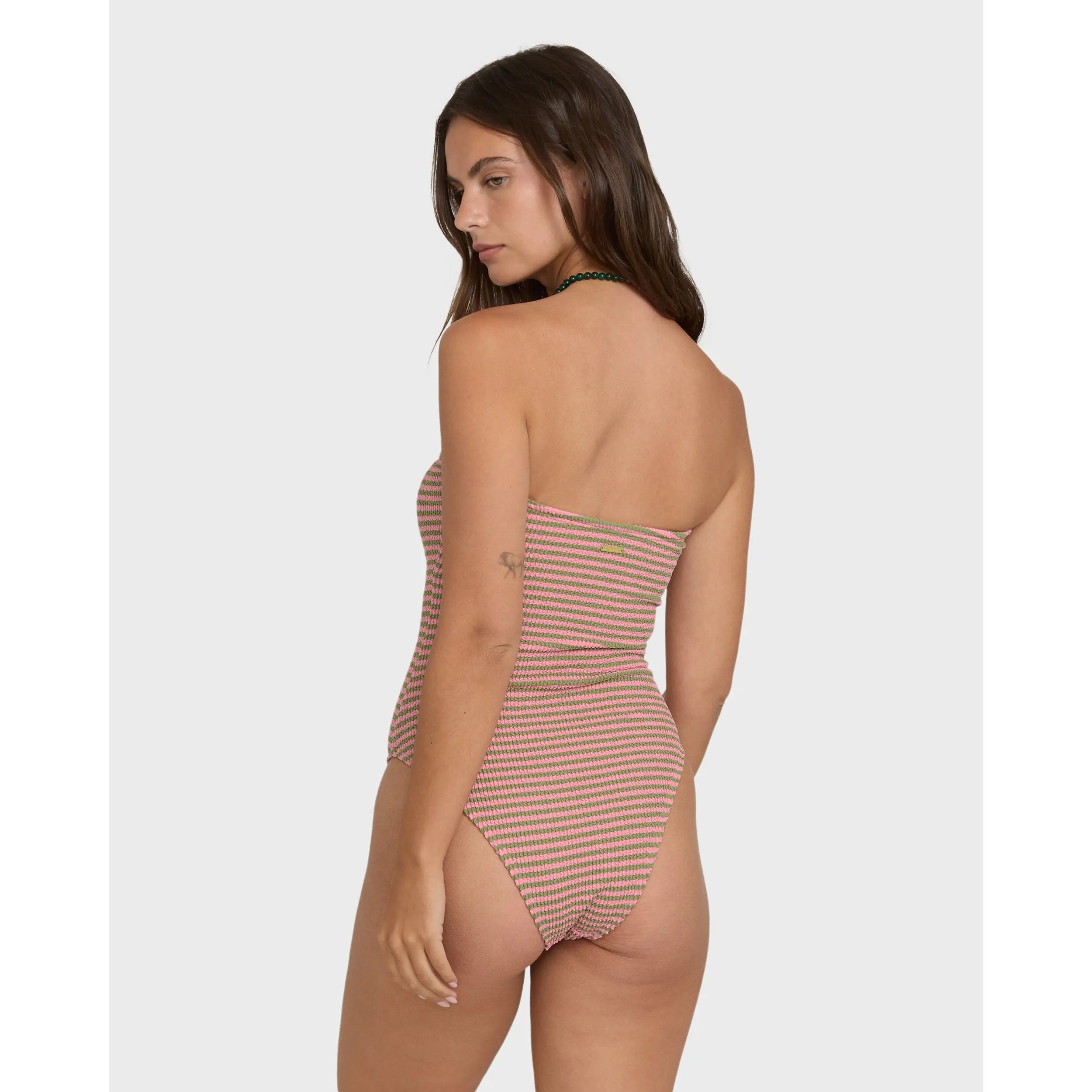 BILLABONG Women'S Summer Hi Yarn-Dyed Tully One Piece Swimsuit, High-Leg Medium Coverage Beach Swimsuit, Removable Adjustable Straps, Removable Cups, Recycled Fabric