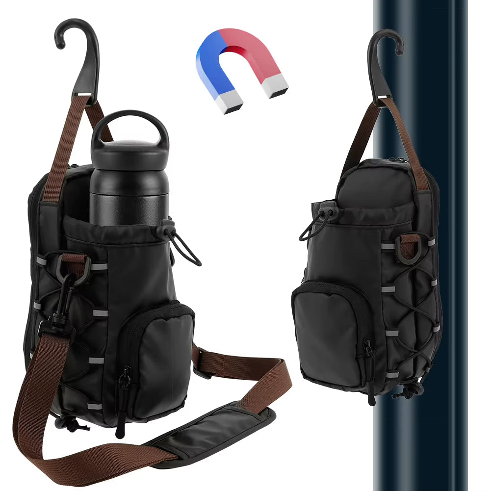 Magnetic Gym Chest Pouch with Bottle Holder Gym Crossbody Bag Gym Bottle Carrier Bag for Gym Sports Travel Carry-On Items