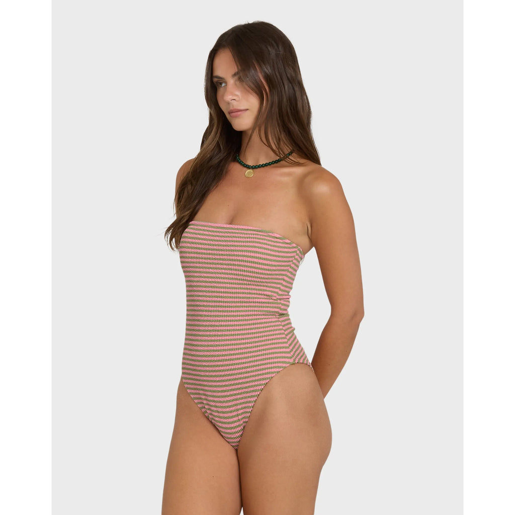 BILLABONG Women'S Summer Hi Yarn-Dyed Tully One Piece Swimsuit, High-Leg Medium Coverage Beach Swimsuit, Removable Adjustable Straps, Removable Cups, Recycled Fabric