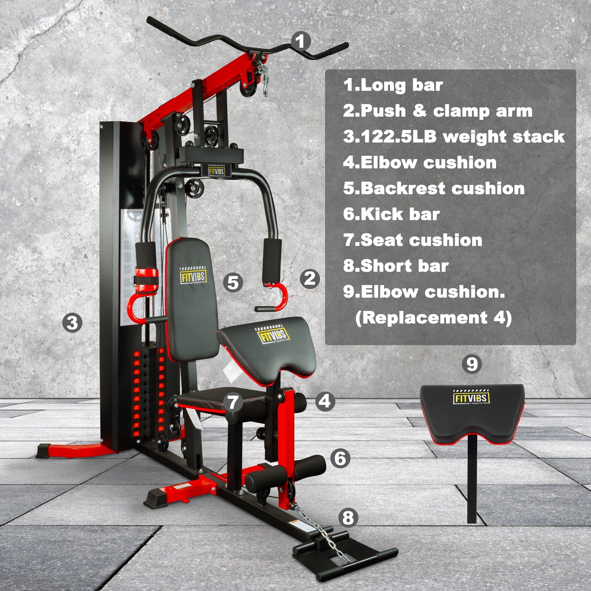 LX760 Multifunctional Full Home Gym System Workout Station with 122.5 Lbs Weight Stack, One Station with Leg Training Pedal