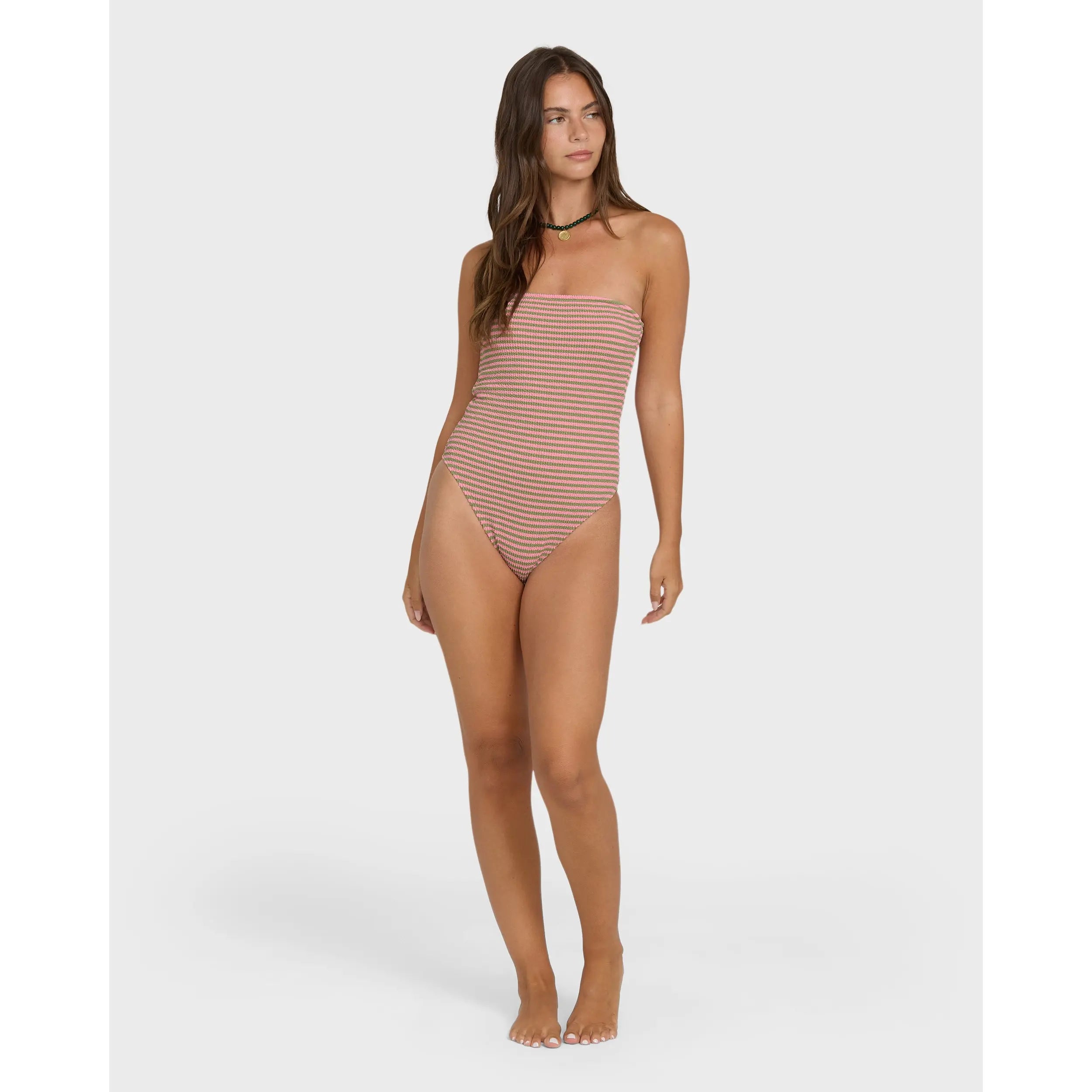 BILLABONG Women'S Summer Hi Yarn-Dyed Tully One Piece Swimsuit, High-Leg Medium Coverage Beach Swimsuit, Removable Adjustable Straps, Removable Cups, Recycled Fabric
