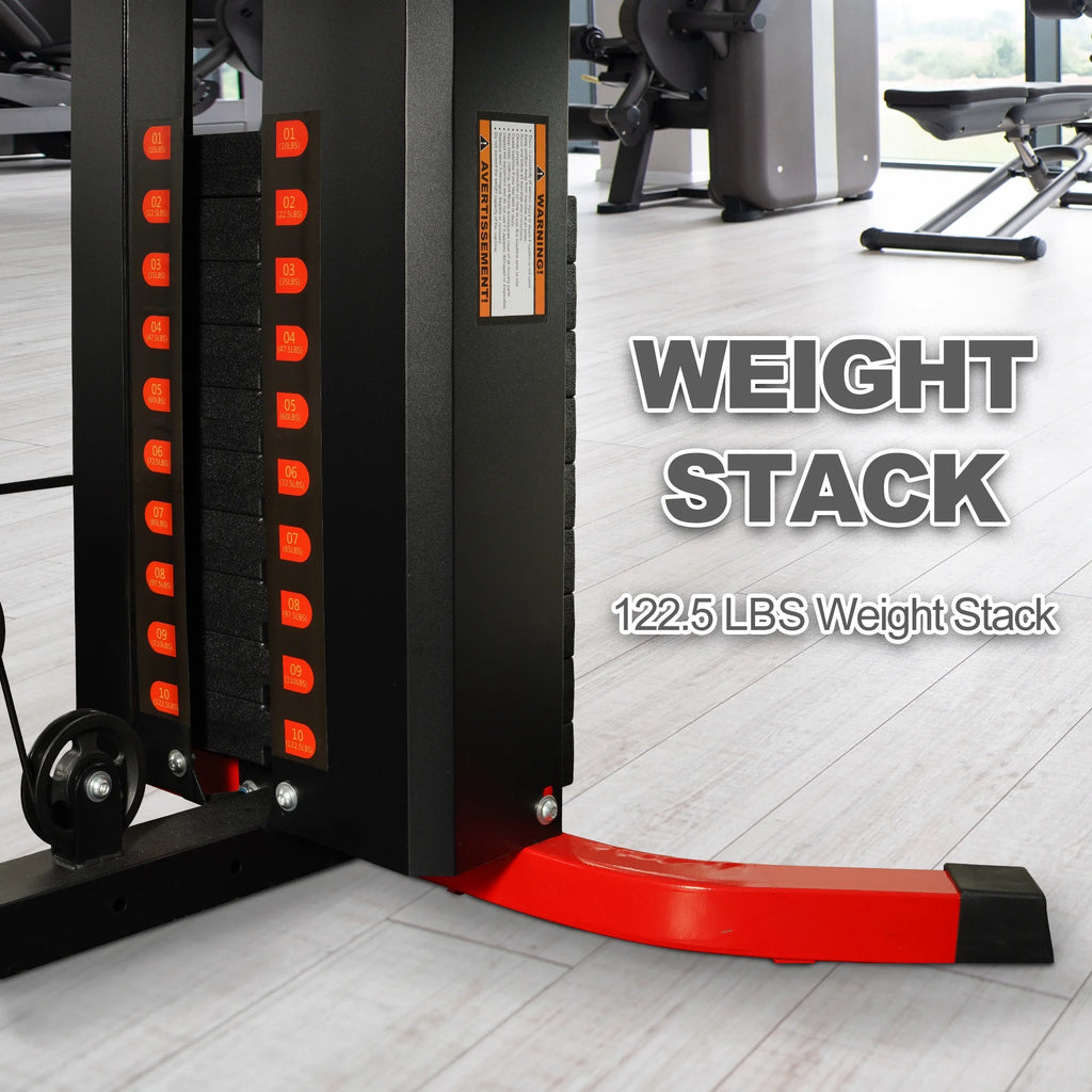 LX760 Multifunctional Full Home Gym System Workout Station with 122.5 Lbs Weight Stack, One Station with Leg Training Pedal