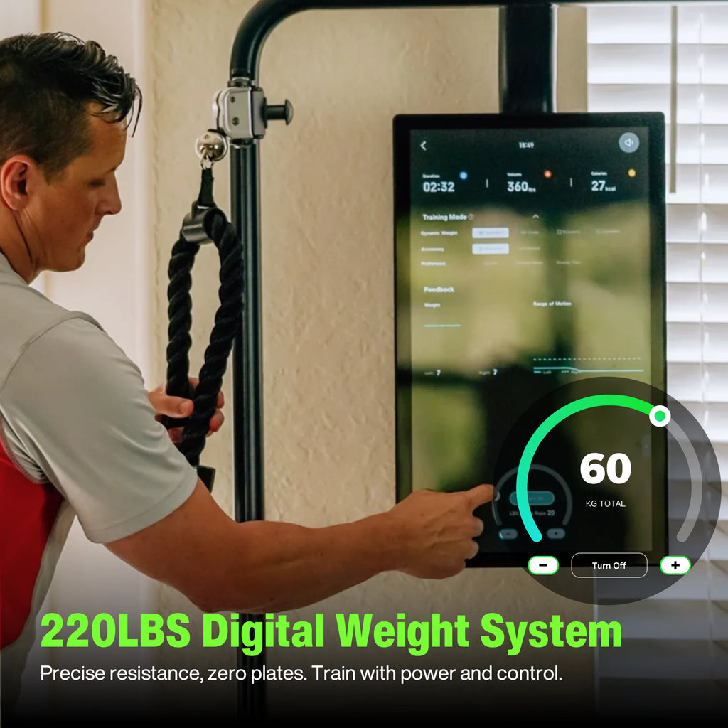 AI Smart Home Gym, All-In-One Digital Weight Workout Machine for Squat, Strength, Cardio, HIIT