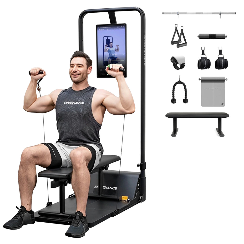 AI Smart Home Gym, All-In-One Digital Weight Workout Machine for Squat, Strength, Cardio, HIIT