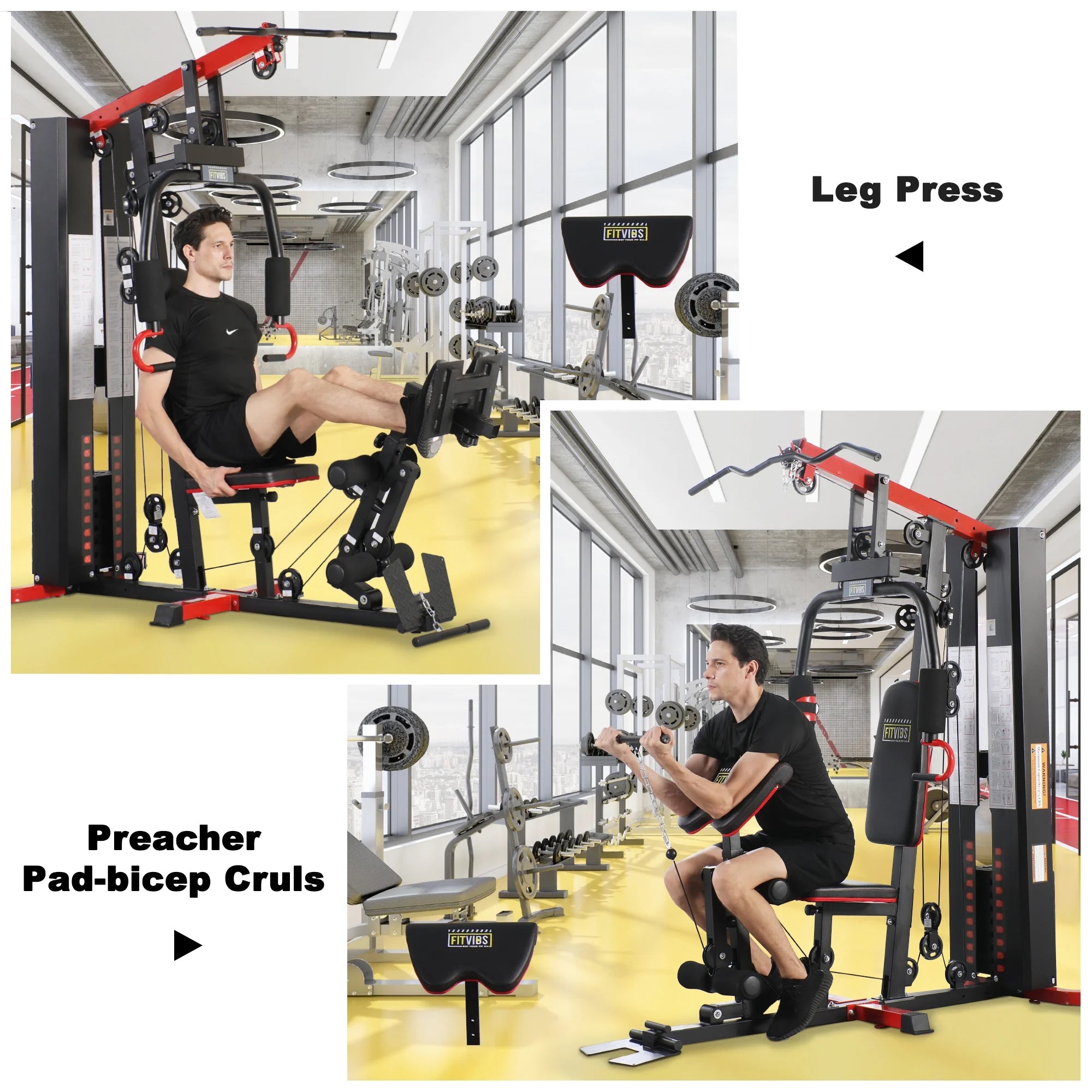 LX760 Multifunctional Full Home Gym System Workout Station with 122.5 Lbs Weight Stack, One Station with Leg Training Pedal