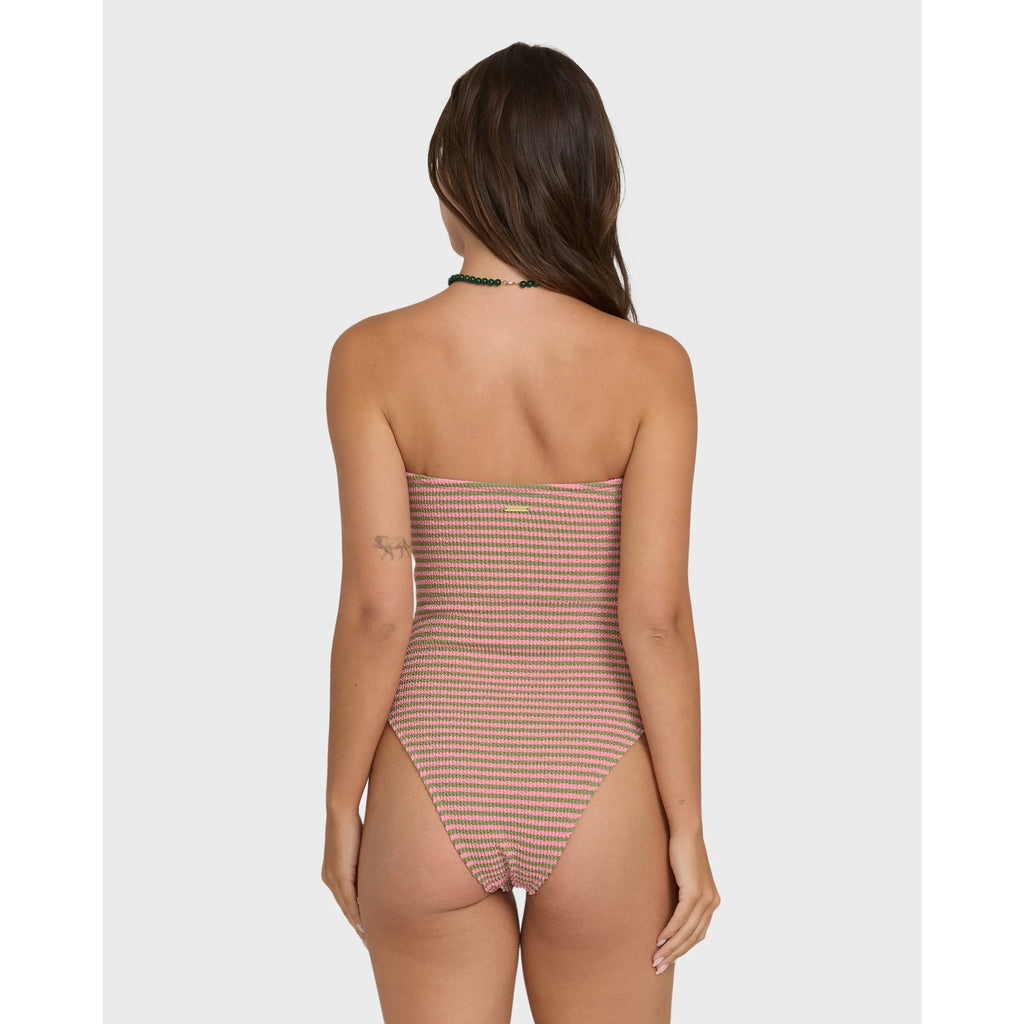 BILLABONG Women'S Summer Hi Yarn-Dyed Tully One Piece Swimsuit, High-Leg Medium Coverage Beach Swimsuit, Removable Adjustable Straps, Removable Cups, Recycled Fabric