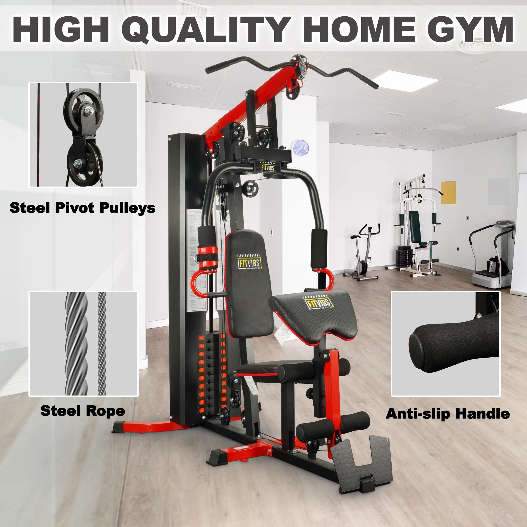 LX760 Multifunctional Full Home Gym System Workout Station with 122.5 Lbs Weight Stack, One Station with Leg Training Pedal