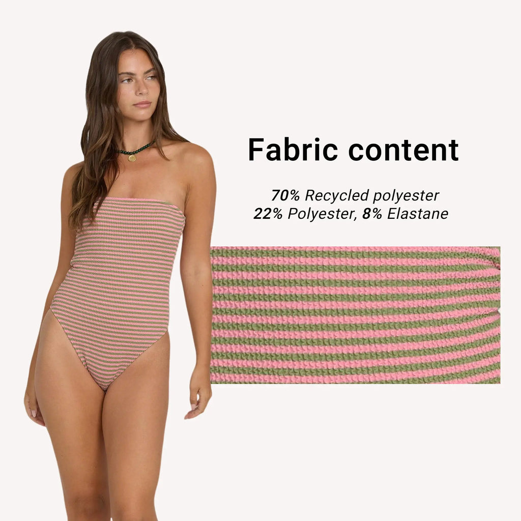 BILLABONG Women'S Summer Hi Yarn-Dyed Tully One Piece Swimsuit, High-Leg Medium Coverage Beach Swimsuit, Removable Adjustable Straps, Removable Cups, Recycled Fabric
