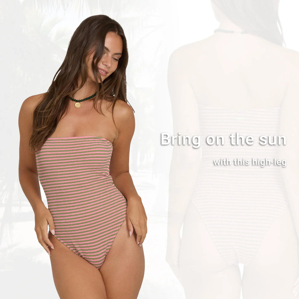 BILLABONG Women'S Summer Hi Yarn-Dyed Tully One Piece Swimsuit, High-Leg Medium Coverage Beach Swimsuit, Removable Adjustable Straps, Removable Cups, Recycled Fabric