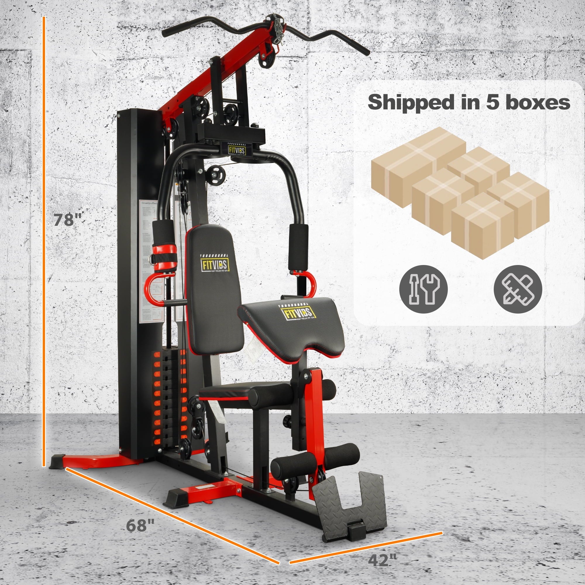 LX760 Multifunctional Full Home Gym System Workout Station with 122.5 Lbs Weight Stack, One Station with Leg Training Pedal